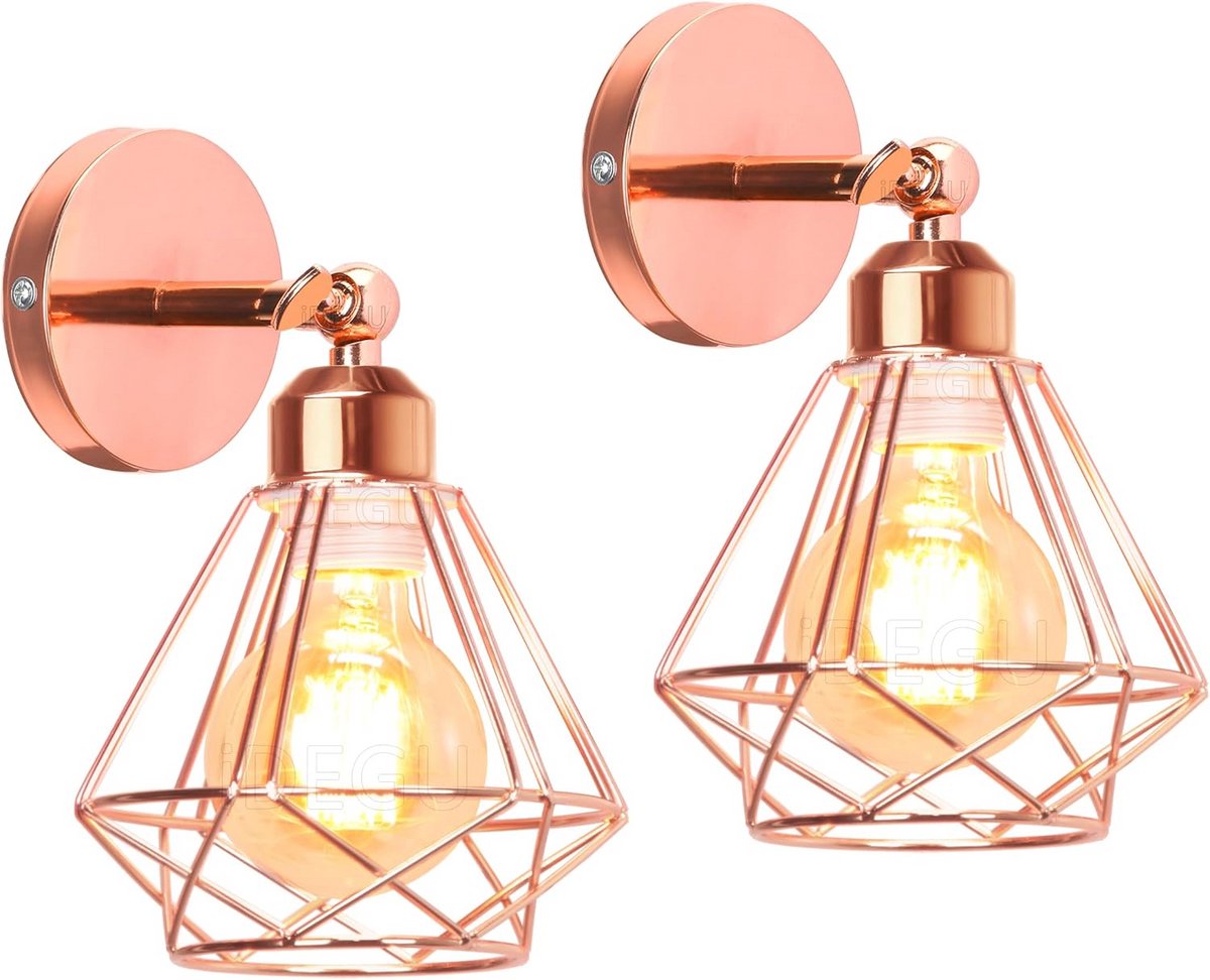 Set van 2 Wandlampen met Kooi Ontwerp - Industrieel en Vintage