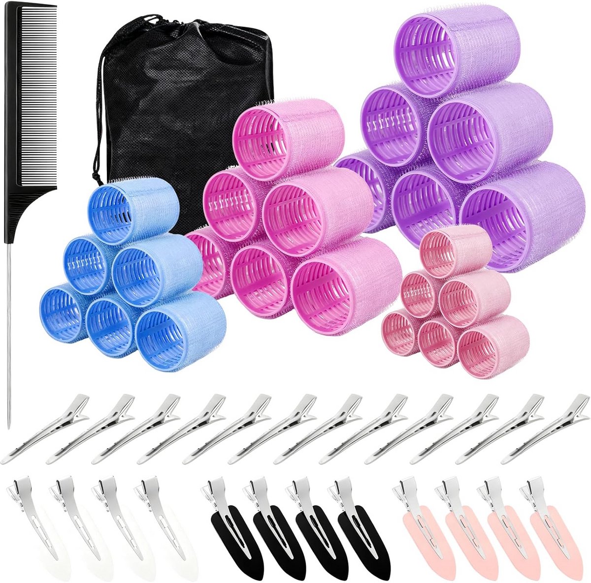 50 Stuks Haarrollers Set voor Grote Krullen en Volume