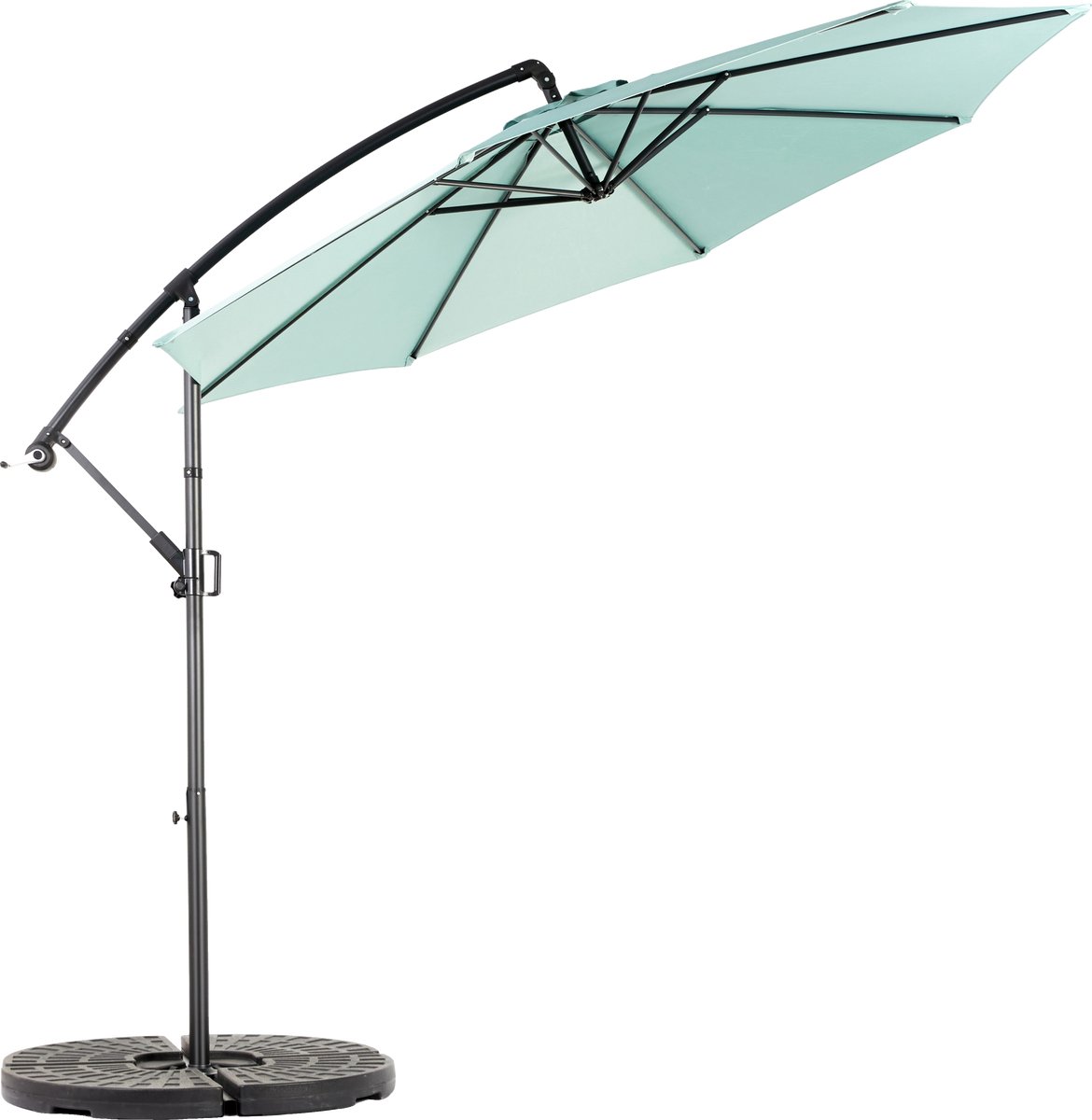 REDOM - Dubbelzijdige Rechthoekige Tuinparasol - Kantelbaar En Met Handslinger - Voor Tuin En Zwembad - Staal - Lichtgroen - 14,8 Ft