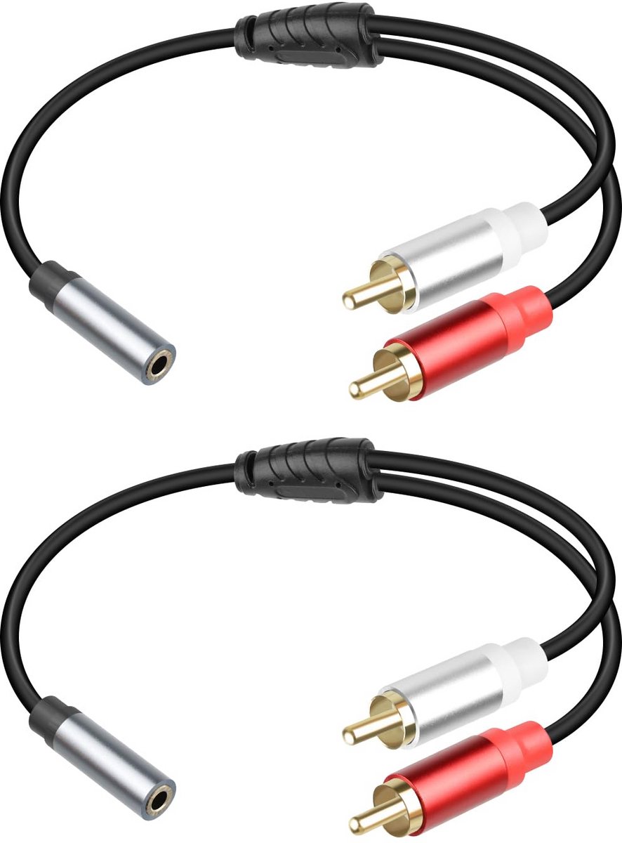1/8 Inch to 2RCA Audio Kabel - 2 Stuks (3.5mm jack naar 2RCA plug)
