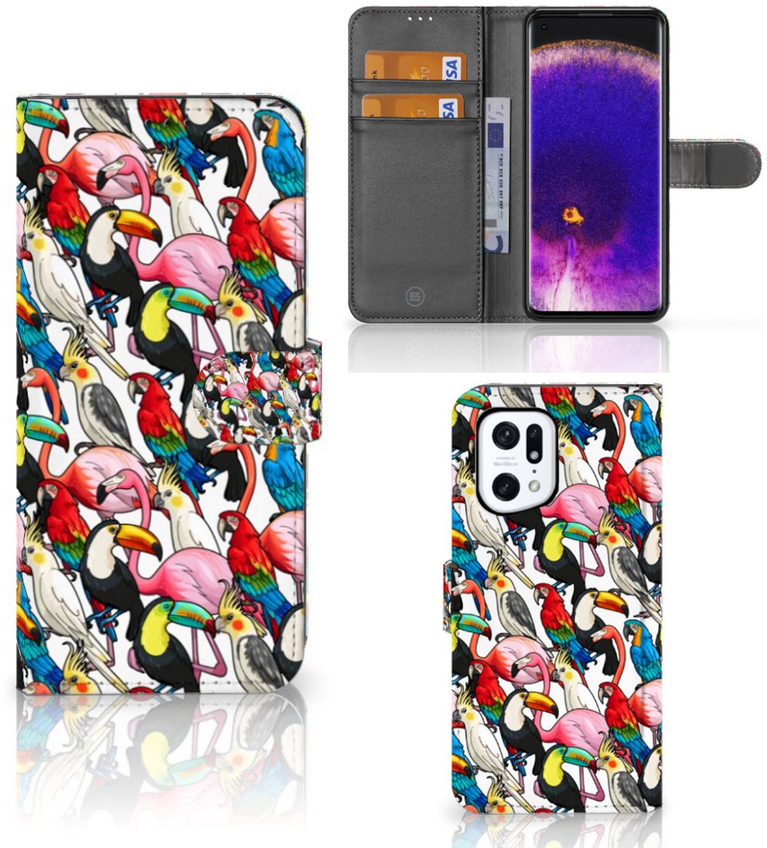 OPPO Find X5 Pro Telefoonhoesje met Pasjes Birds