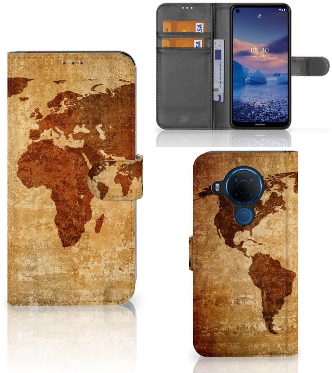 Nokia 5.4 Flip Cover Wereldkaart