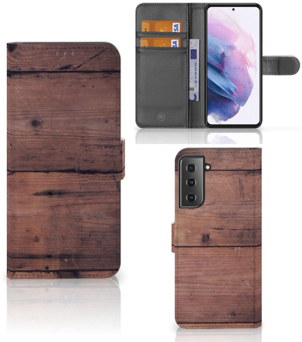 Book Case voor Samsung Galaxy S21 Plus Book Style Case Old Wood