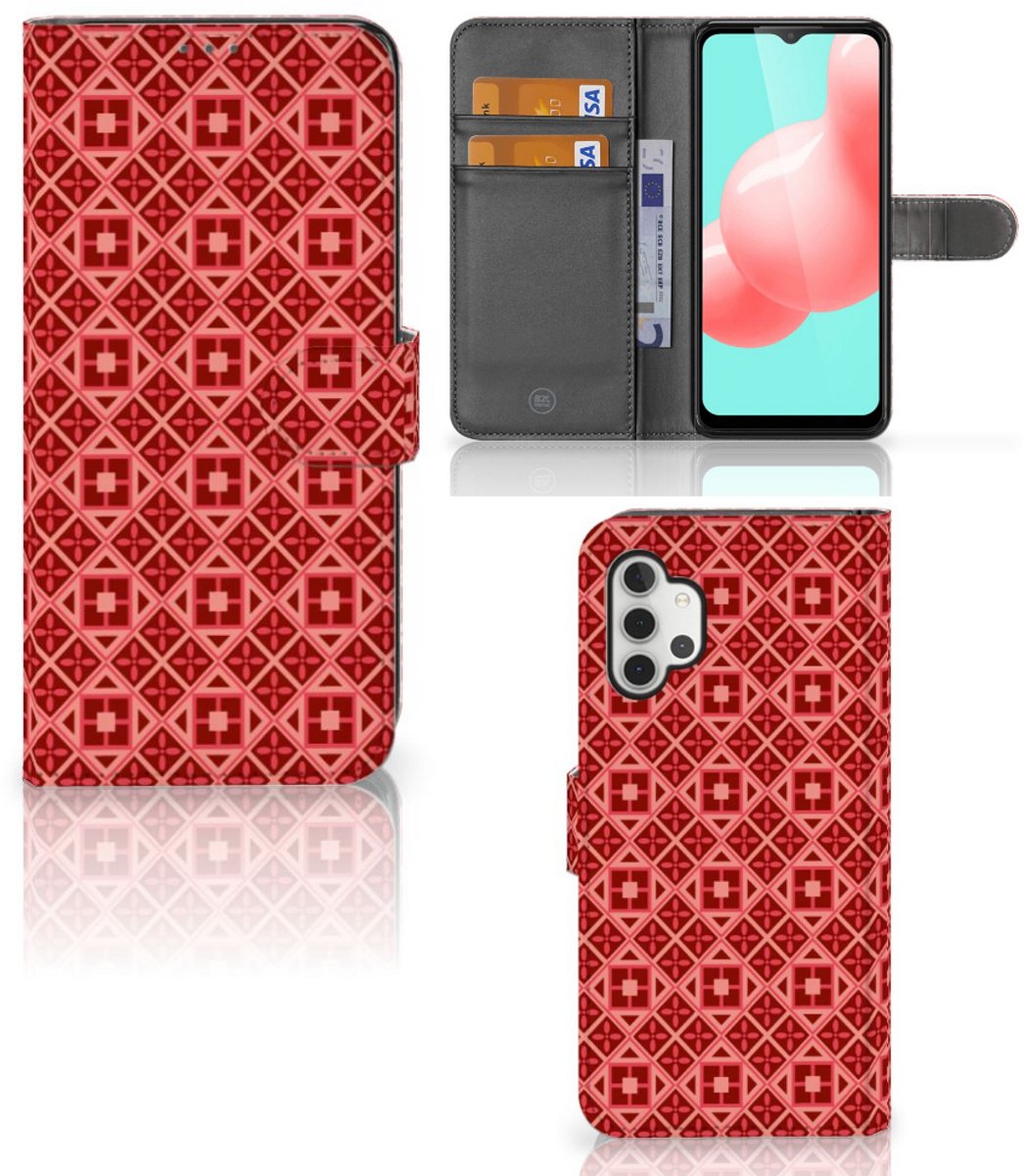 Samsung Galaxy A32 5G Telefoon Hoesje Batik Rood
