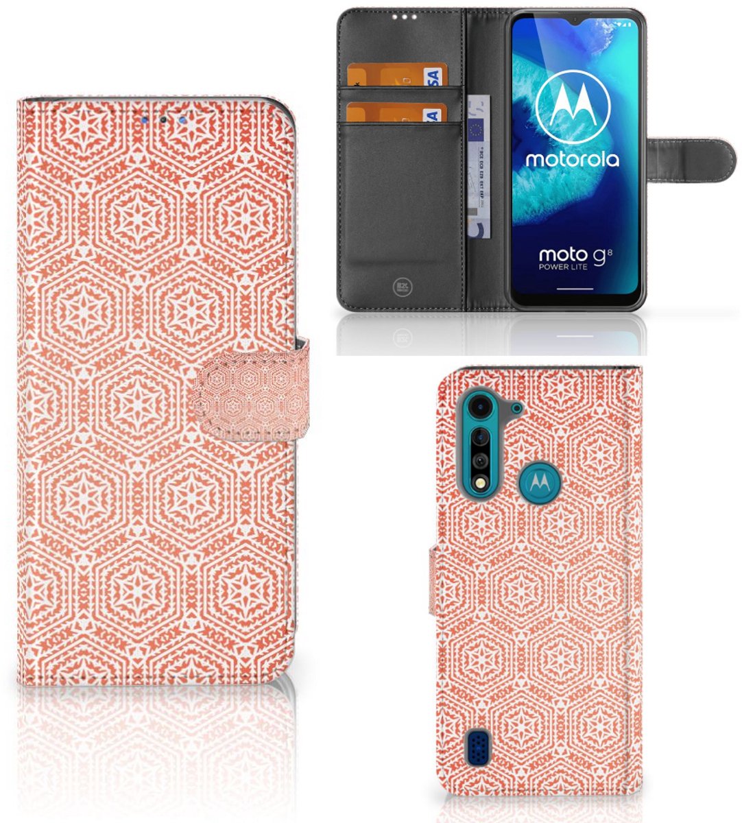 Motorola G8 Power Lite Telefoon Hoesje Pattern Orange