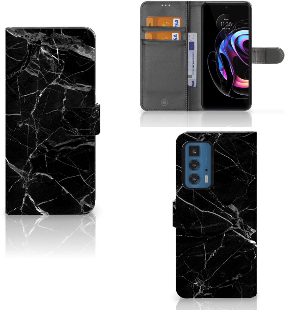 Motorola Edge 20 Pro Bookcase Marmer Zwart - Origineel Cadeau Vader