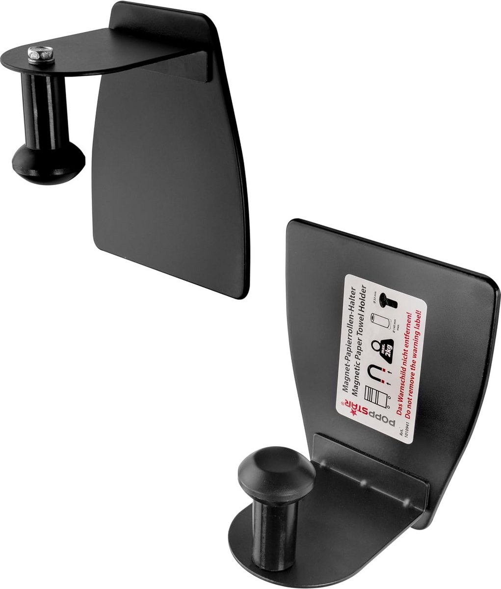 Magnetische Papierrolhouder - 2-delig - Sterk tot 2 kg - Zwart Staal