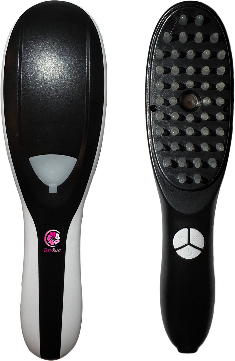 Rest and Reset electric hair brush. Red and Blue light therapy