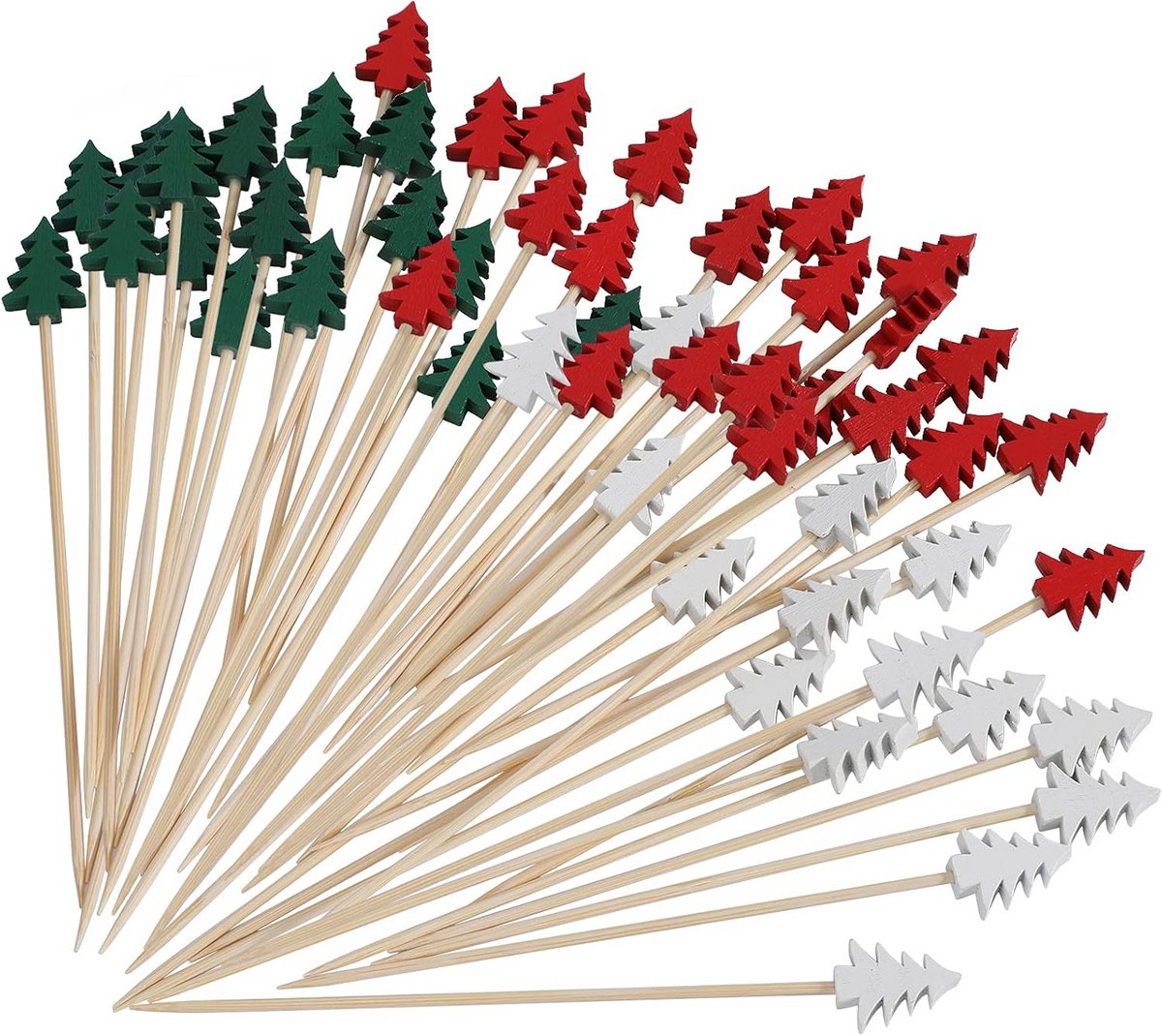 Kerstboom cocktailprikkers 100 stuks 13 cm voor feestelijke hapjes
