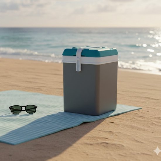 EDA Promotion koelbox - 15 liter - kunststof - grijs - 30 x 22 x 39 cm van Merkloos — afbeelding 2
