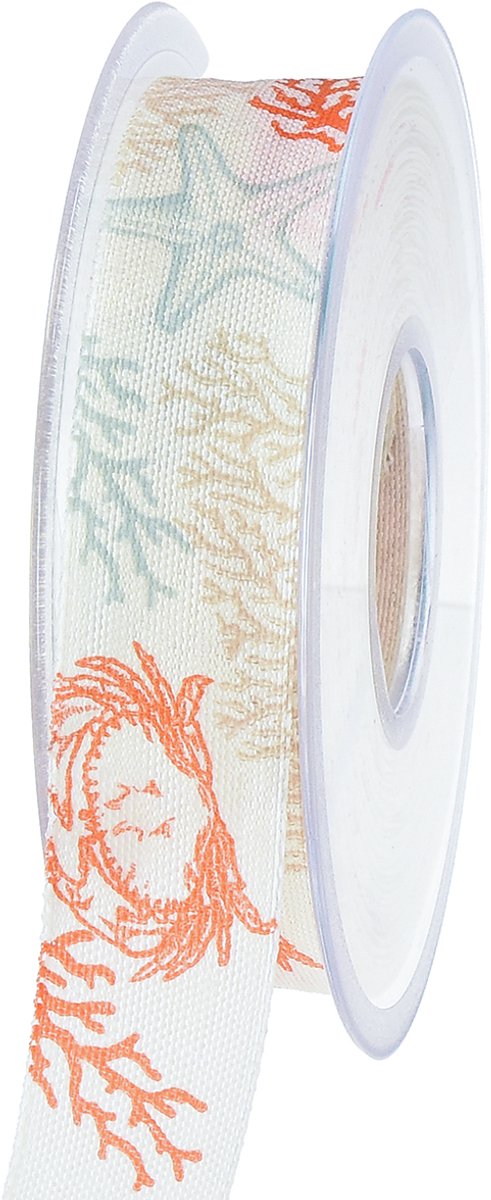 Decoratief lint maritiem cadeaulint koraal 25mm 18m
