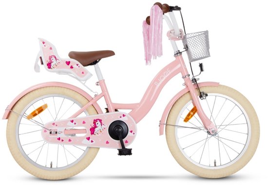 SJOEF Dolly Meisjesfiets 18 inch Roze - Unicorn - Kinderfiets 5, 6 & 7 jaar - Fiets 18 inch