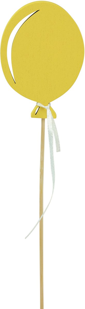 Bloemplugboeketdecoratie taarttopper ballon geel 28cm 8 st, 8 Stück