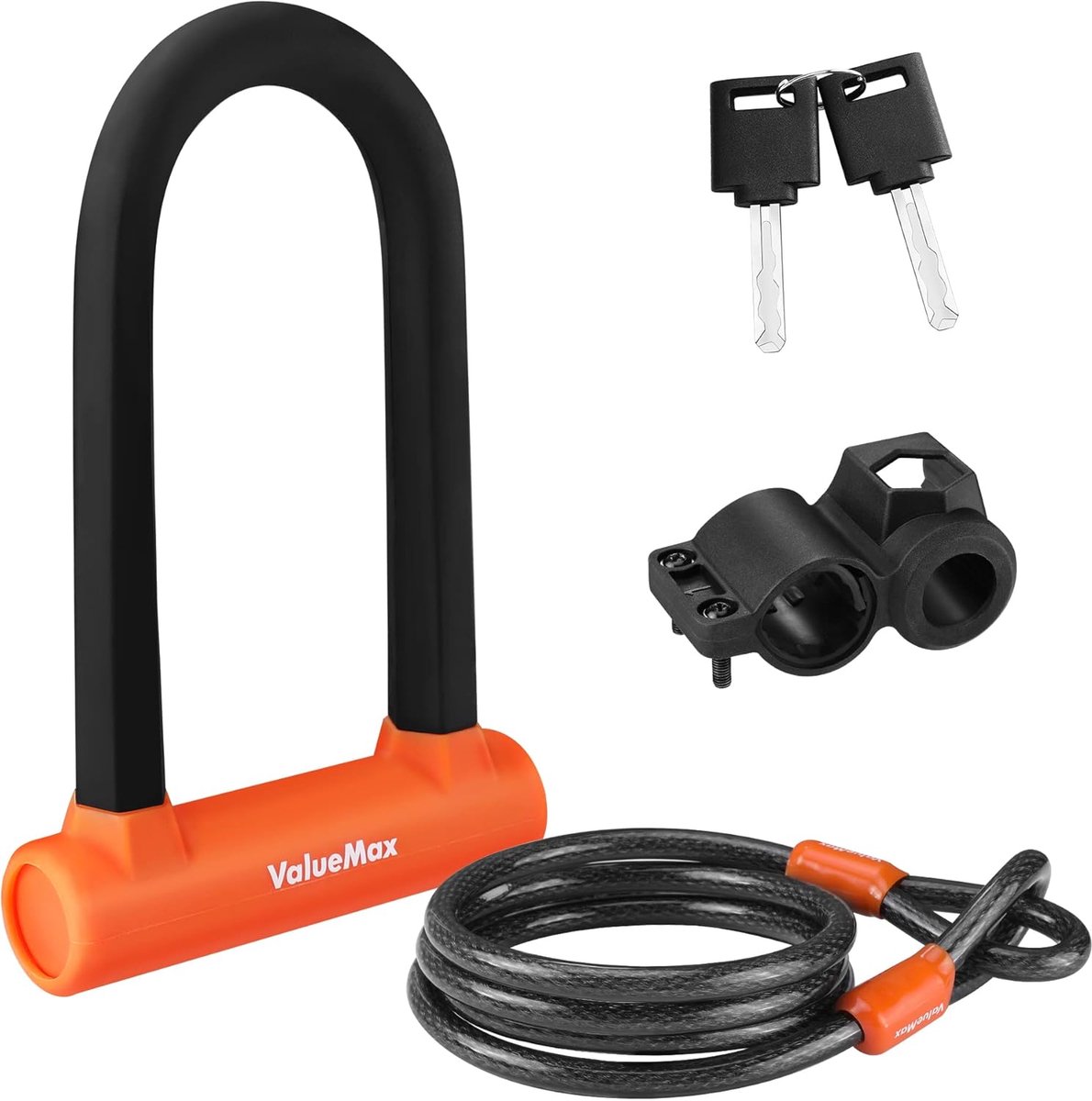 16 mm hoogbeveiligd fietsslot met 18 meter veiligheidskabel - robuust fietsslot en houder voor motorfietsen - scooters - fietsen - deur