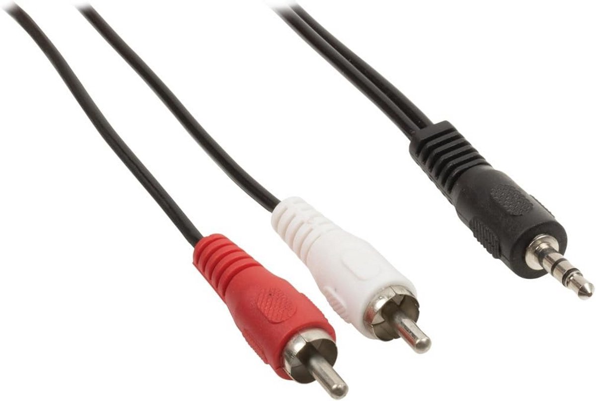 Stereo Audio Verdeelkabel 3,5 mm naar 2X RCA 1,5m - Zwart
