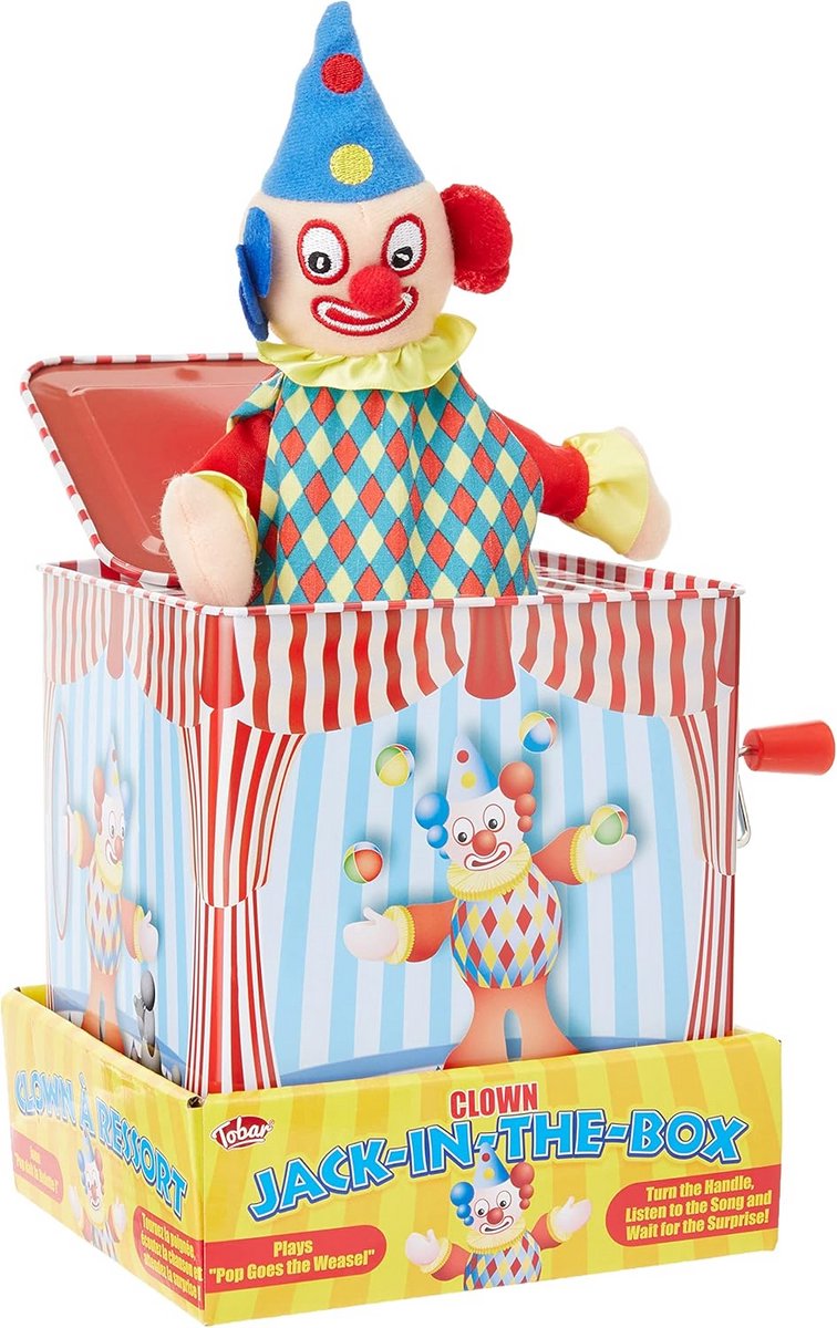 Huppelende Clown Jack-in-the-Box - Verkrijgbaar in Diverse Kleuren
