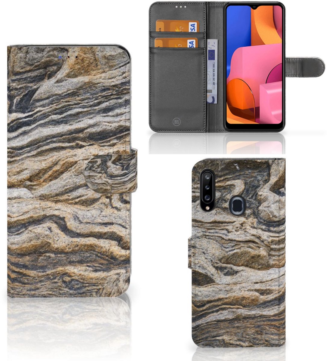 Book Case voor Samsung Galaxy A20s Bookcase Steen