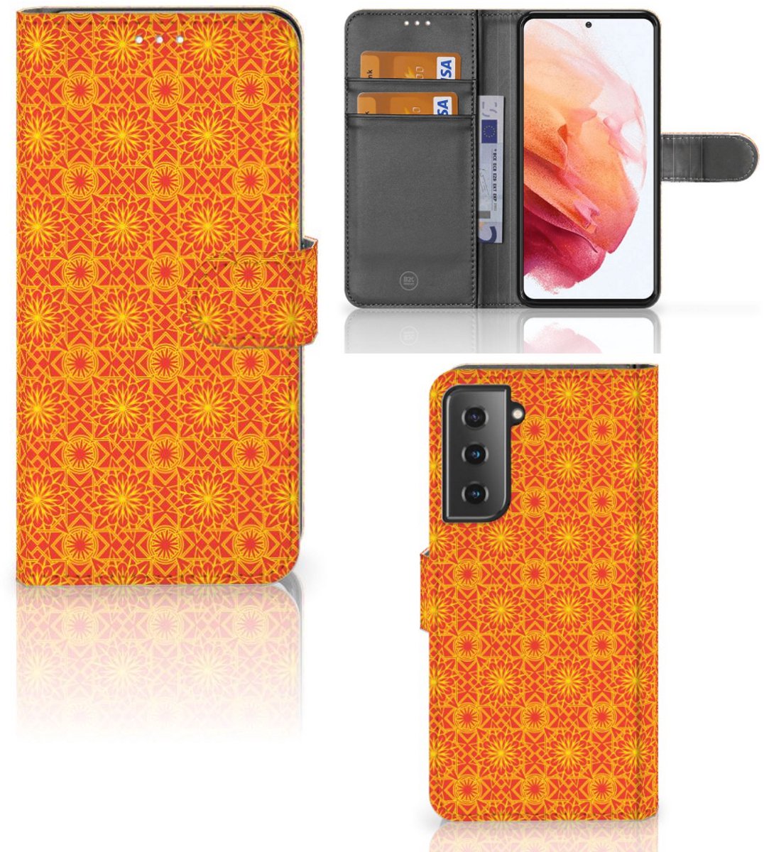 Samsung Galaxy S21 Telefoon Hoesje Batik Oranje