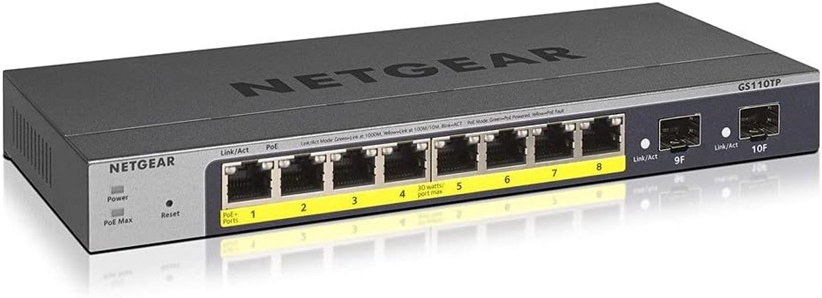 10-Port Gigabit Ethernet LAN PoE Switch Smart Managed Pro - Geluidsloos, Flexibel Beheer met Leveringsoptimalisatie