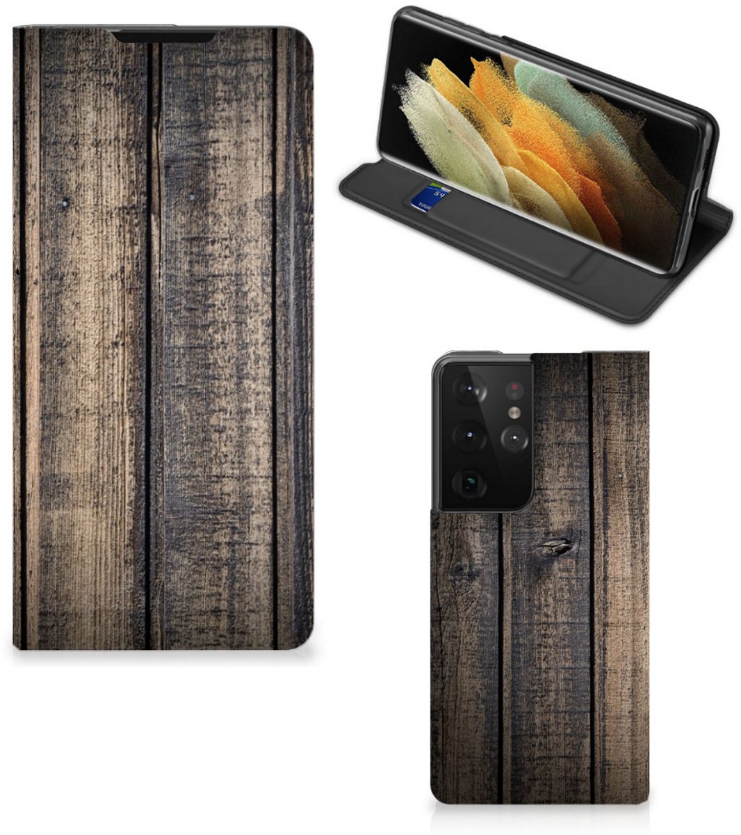 Samsung Galaxy S21 Ultra Book Wallet Case Steigerhout