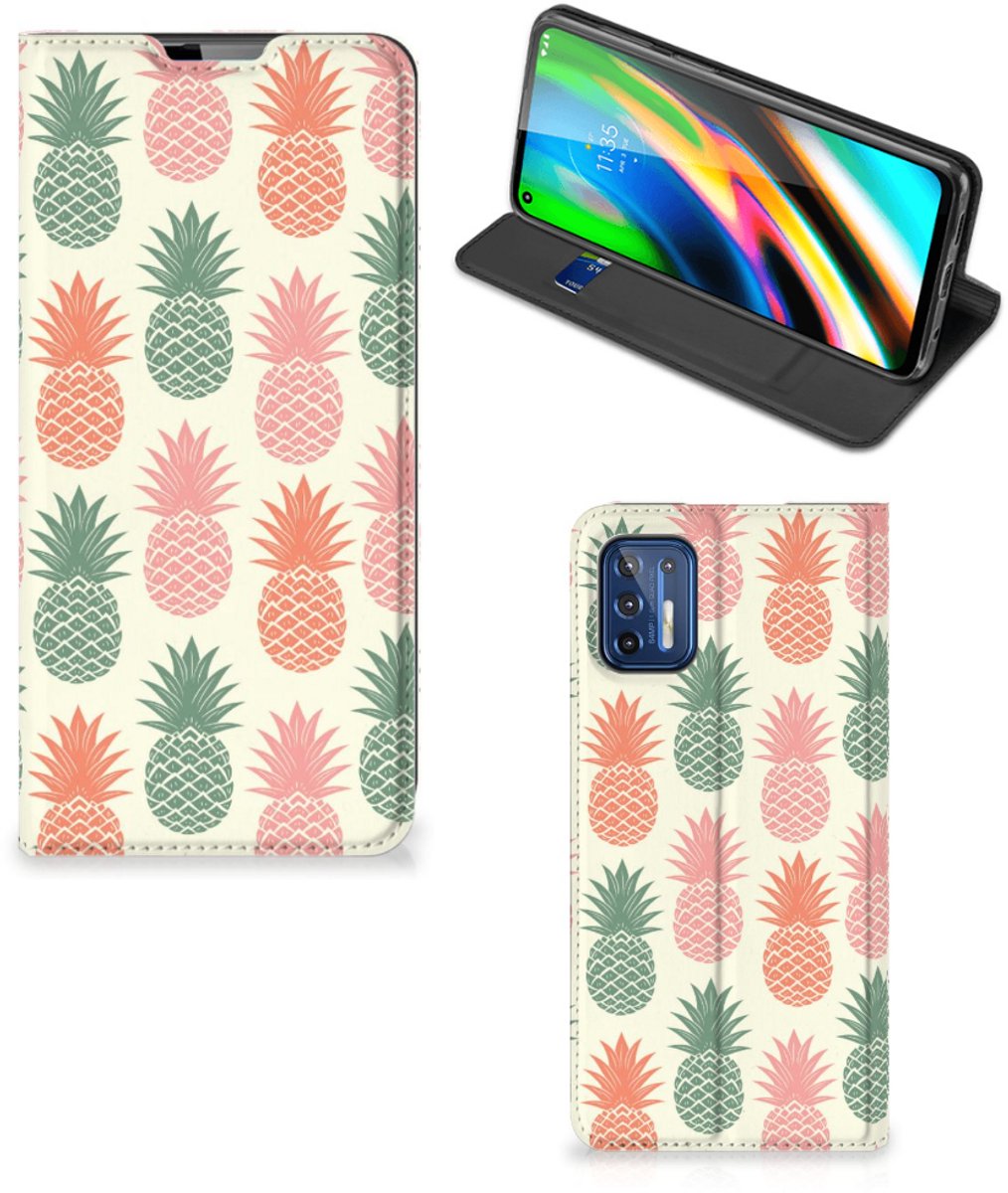 Motorola Moto G9 Plus Flip Style Cover Ananas
