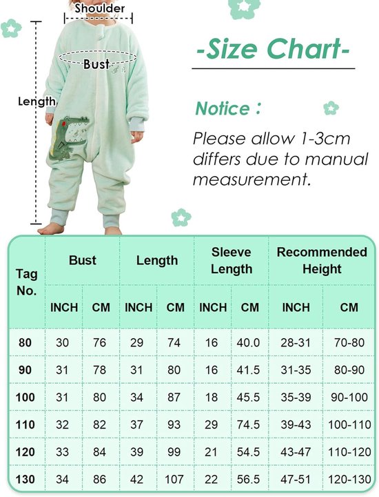 Flanellen Babypyjama Slaapzak met Voeten - 3,0 TOG - Behaaglijk Warm voor Kinderen - Winter Slaapoverall met Dierpatroon van Merkloos — afbeelding 2