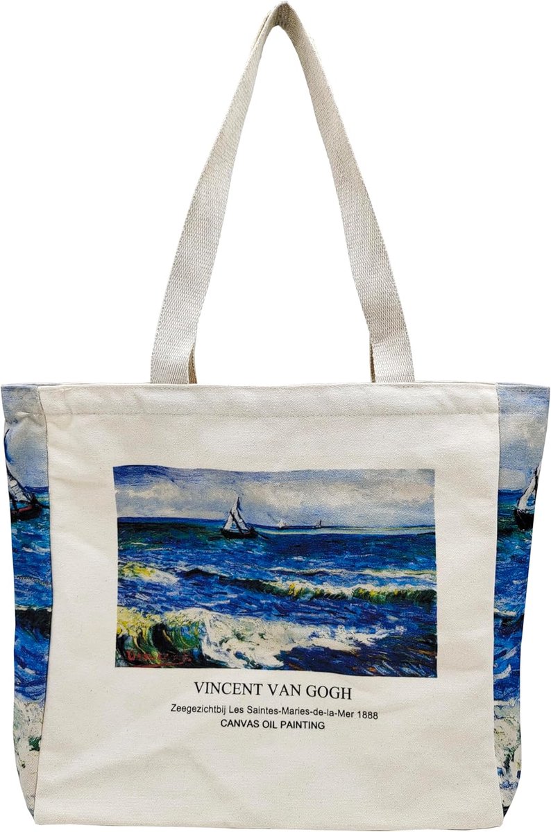 Vintage Jute Tote Bag met Ritssluiting - Esthetische Canvas Tas
