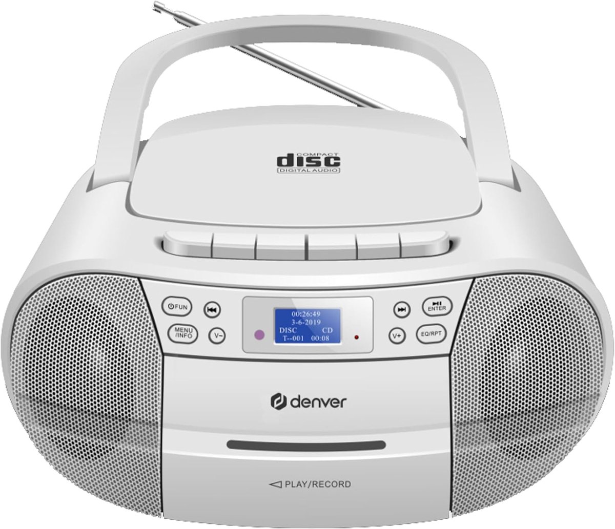 Draagbare stereo boombox met DAB+/FM radio, cassette speler, CD speler en AUX invoer