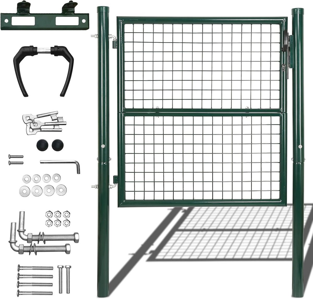 Groene metalen tuinpoort 150x100cm - duurzaam en roestbestendig, incl. slot en 3 sleutels