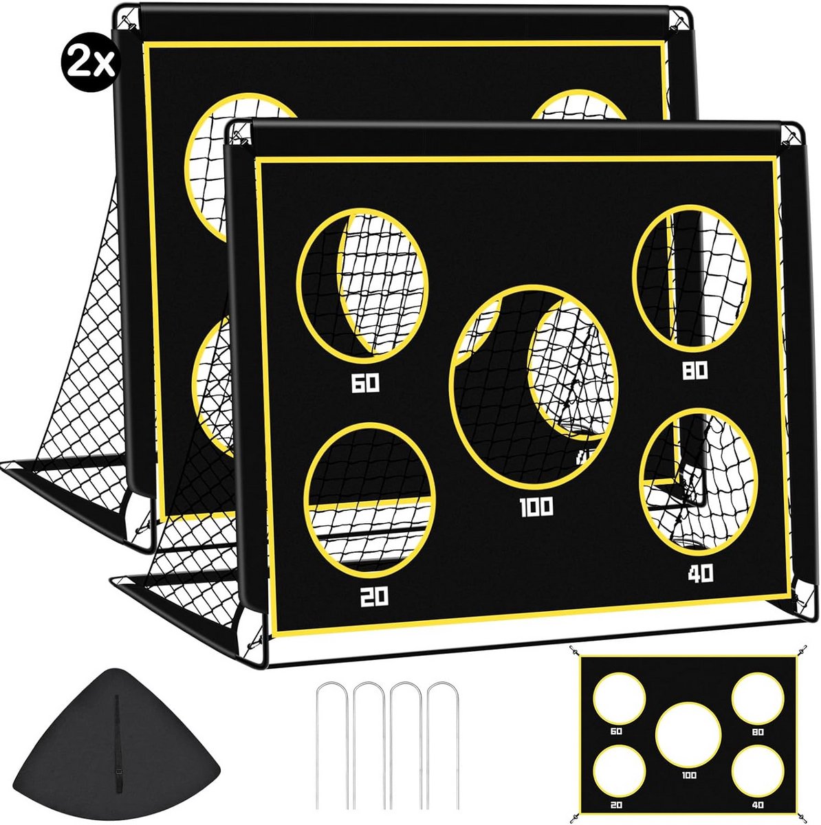 Kindervoetbaldoelen Set van 2 - Pop-Up Voetbalnet voor Tuin