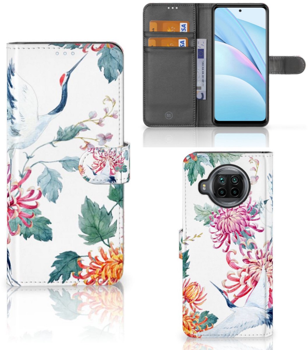 Xiaomi Mi 10T Lite Telefoonhoesje met Pasjes Bird Flowers