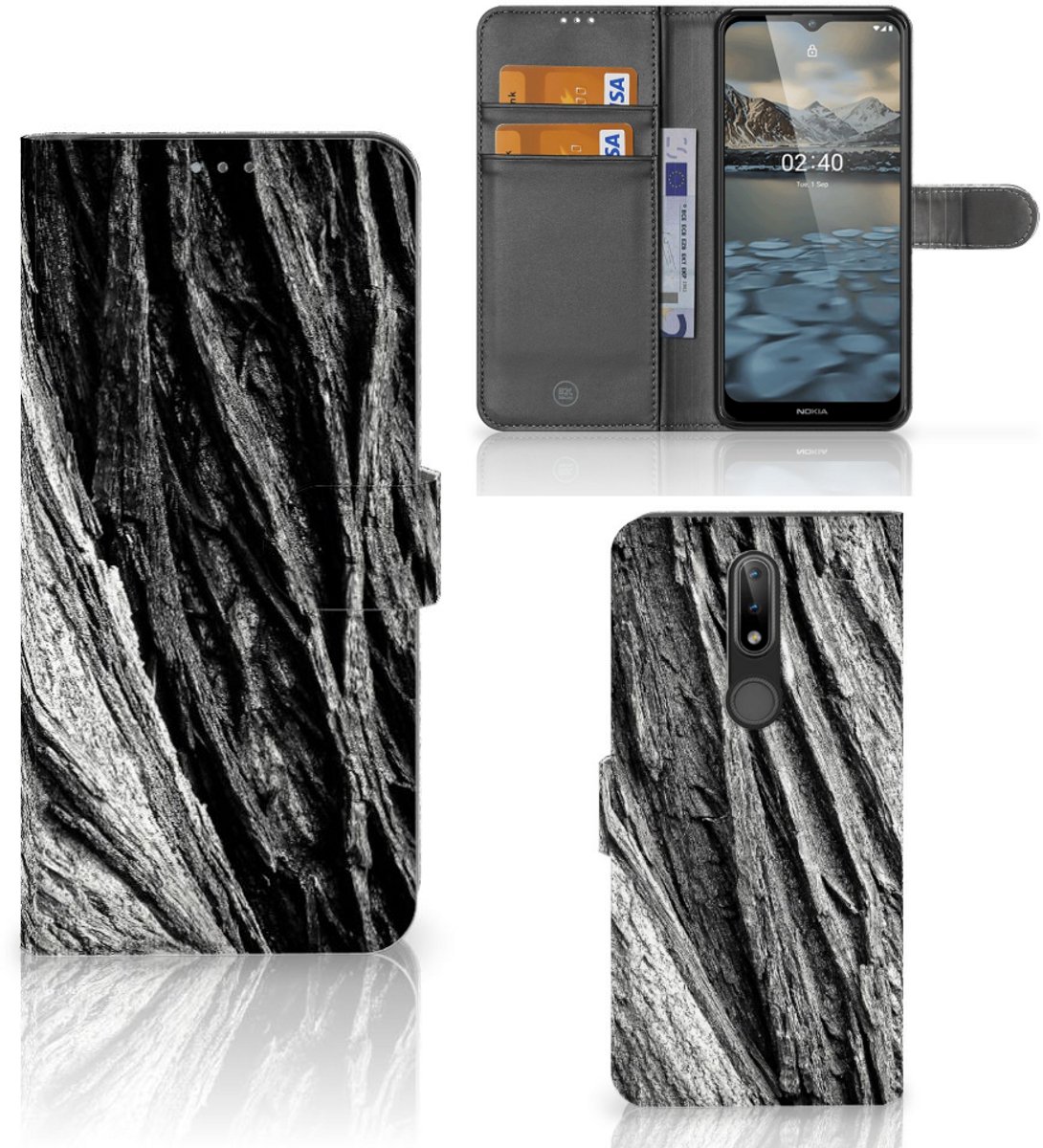 Boekhoesje voor Book Style Case Nokia 2.4 Boomschors Grijs