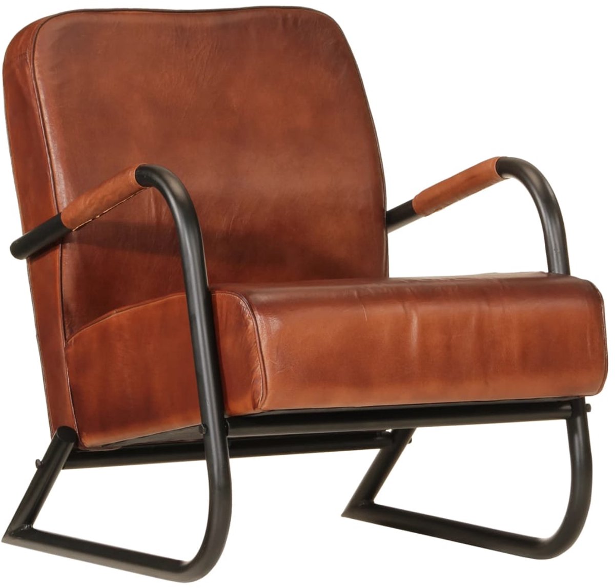 vidaXL - Fauteuil - echt - leer - bruin