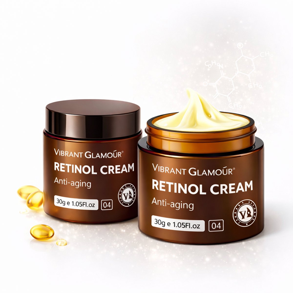 VIBRANT GLAMOUR Retinol Crème Set 2 Stuks - Gezichtscrème - Anti-Aging - Anti Rimpel Crème - Nachtcrème met Retinol - 2 × 30 g