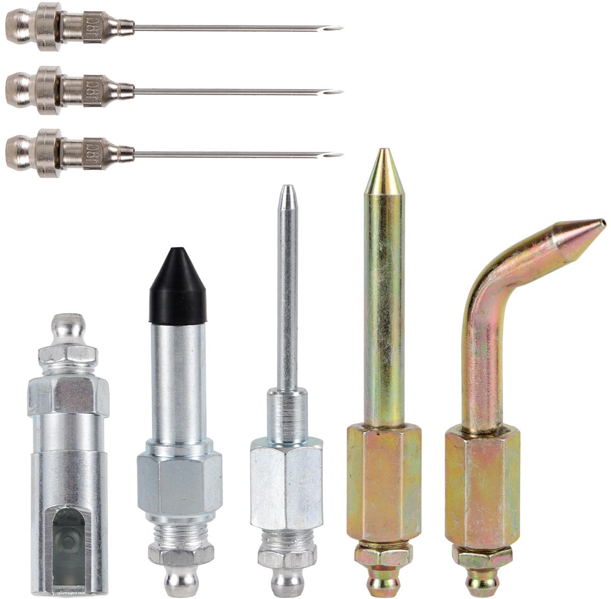 8-delige Smeerpistool Accessoireset - Inclusief Diverse Nozzles en Adapters - Geschikt voor Strakke Ruimtes