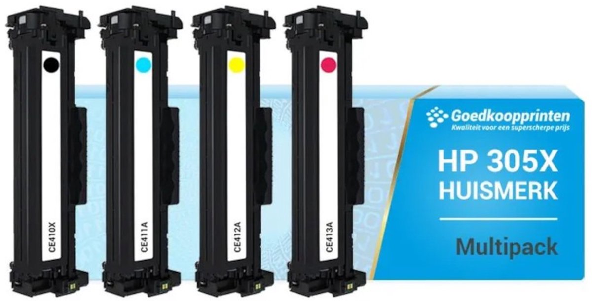 Huismerk voor HP 305X toner / HP 305A toner Multipack (Set 4 stuks)