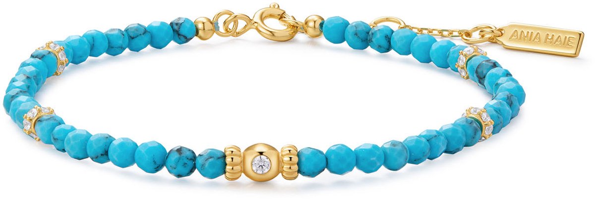 Gold Turquoise Beaded Bracelet S