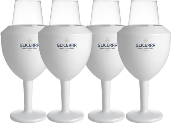 GLICERRR Wijnglas koeler en houder set + glas - 4 stuks