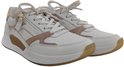 Witte sneakers met roze accenten, gouden rits en veters.