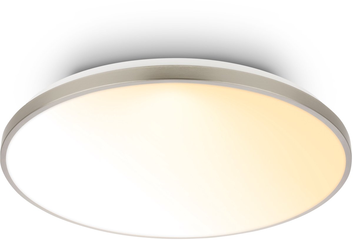 BRILONER Competo - LED Plafondlamp - dimbaar - CCT - met afstandsbediening - melkachtig lichtvlak - Ø48cm - mat nikkel