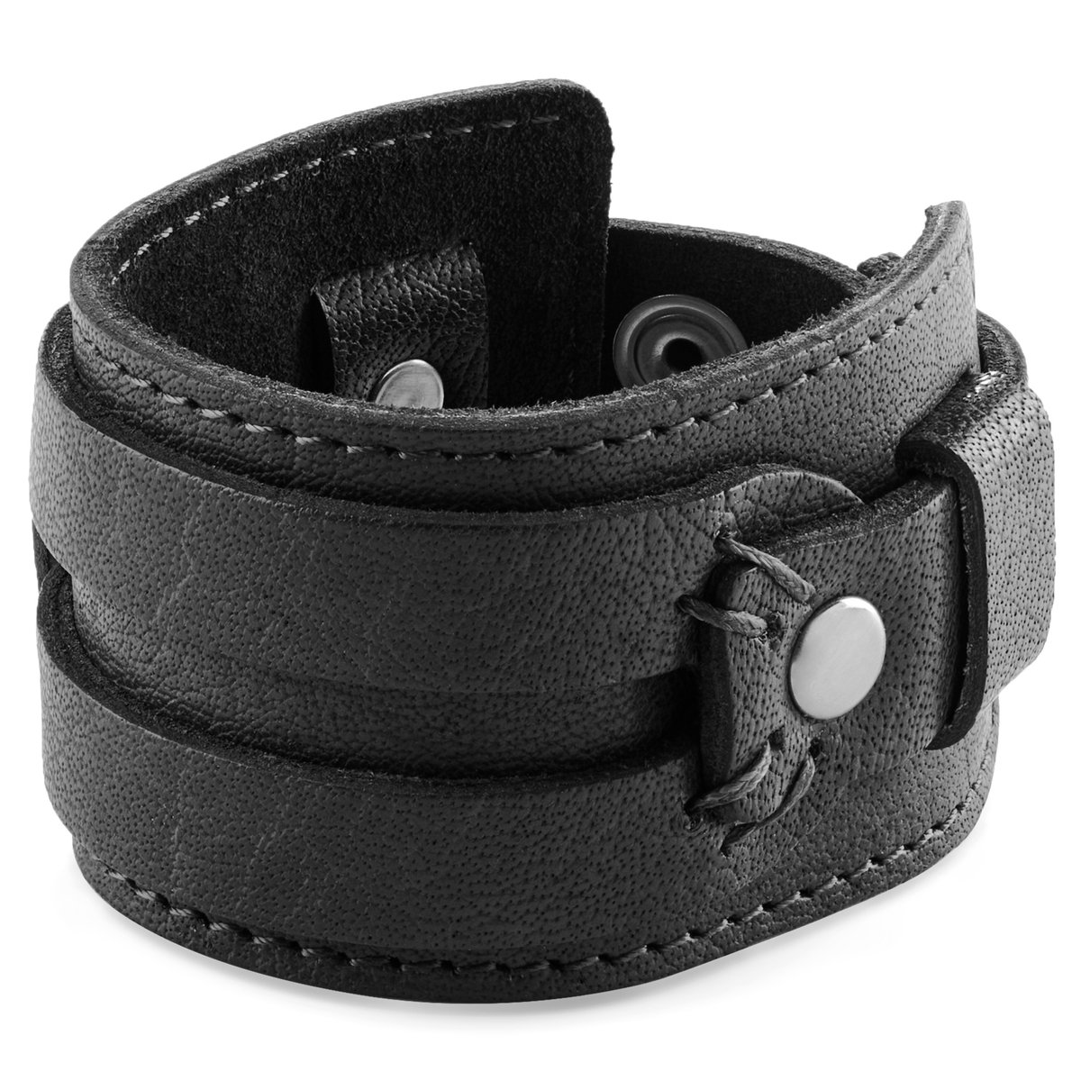 Gladius | Zwarte Snap Armband van Volnerf Buffelleer