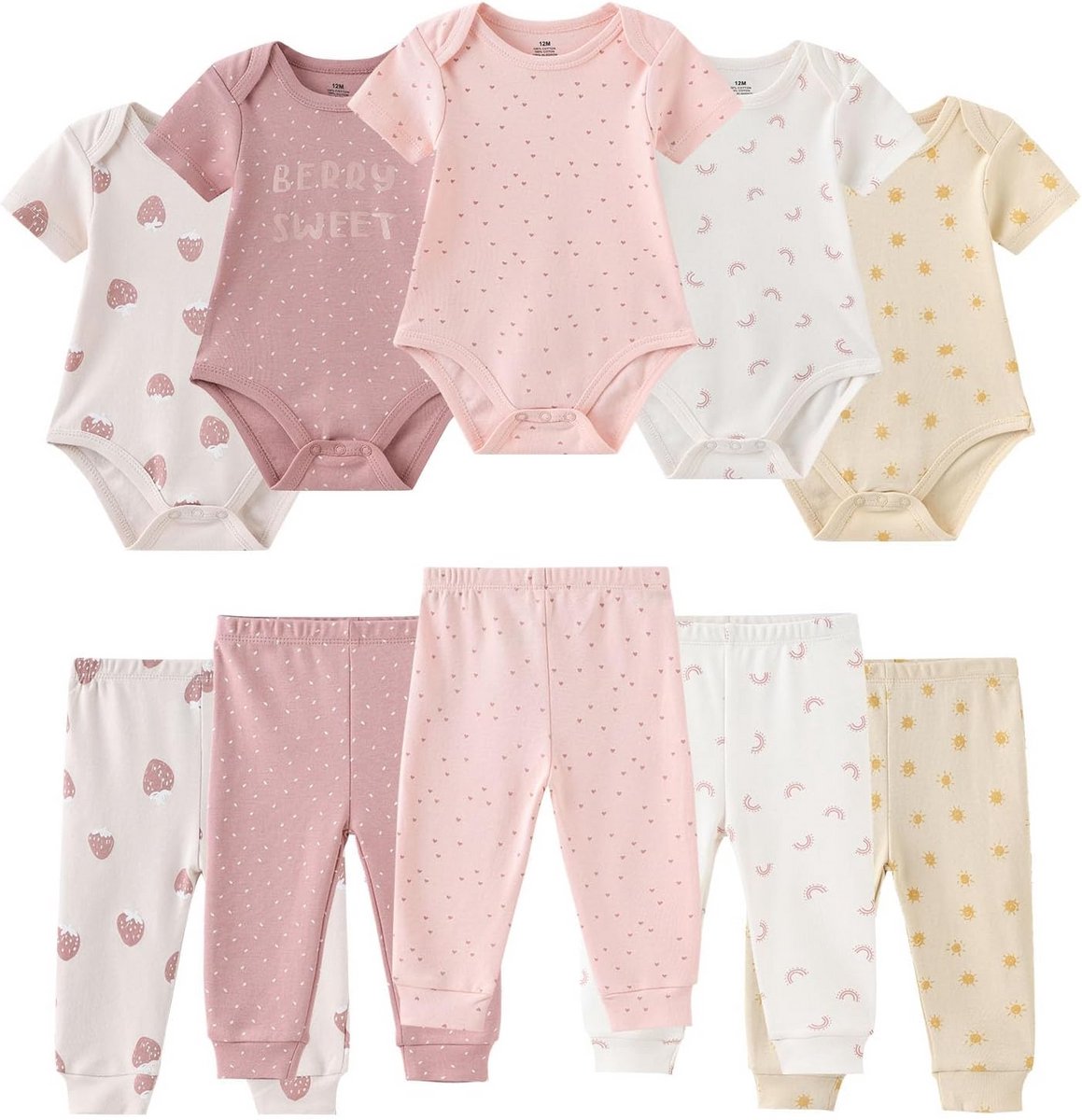 10-delige Babykleding Set - Zachte Katoen voor Pasgeboren Jongens en Meisjes