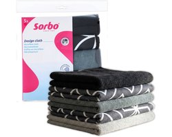 Sorbo Grijs en Zwart - Microvezeldoeken - 5 Stuks - Streeploos en Vetvrij - Droog en Vochtig Gebruik