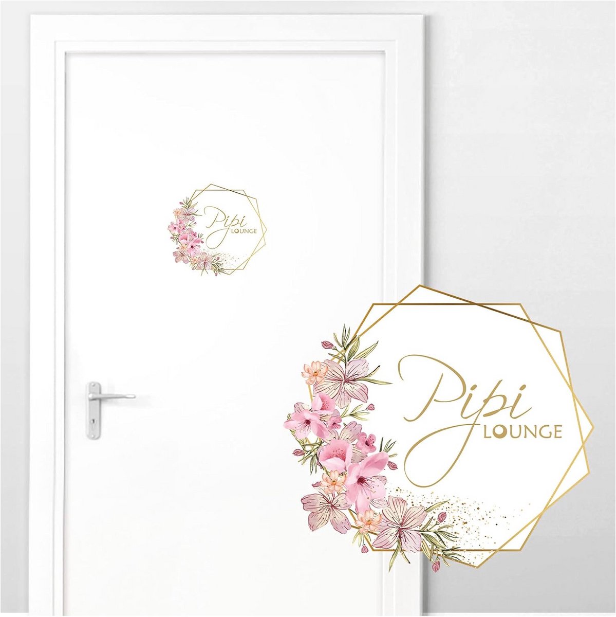 Zelfklevende Deursticker 'Lounge met Bloemenrank' voor Badkamer of Toilet - 19x18 cm
