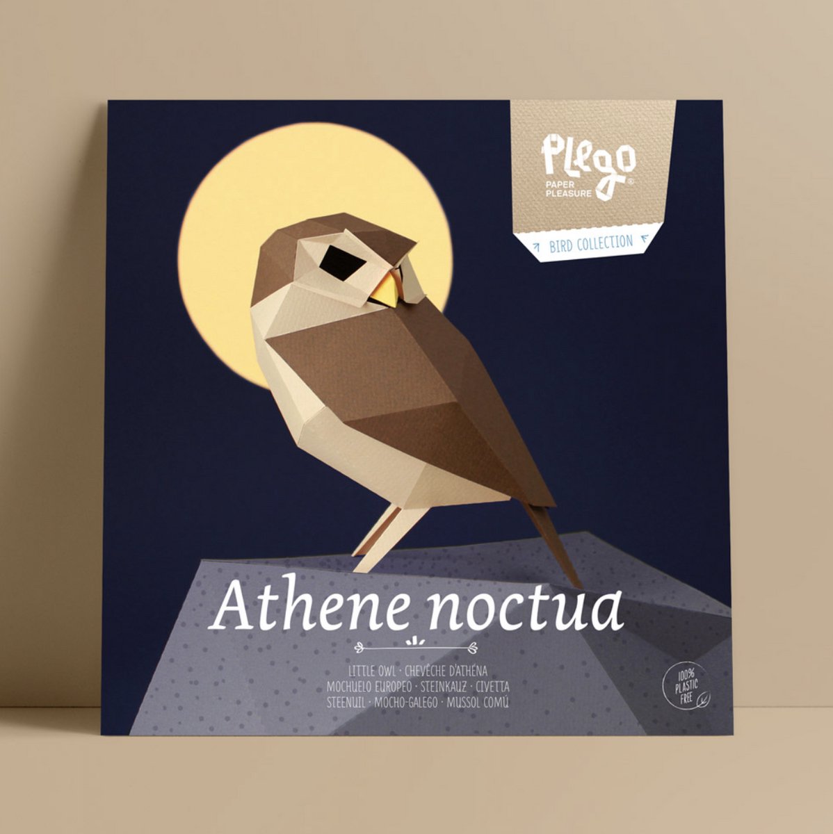 Plego - 3D Design Vogel - Steenuil - Decoratie - Papieren Vogel - Papierdecoratie voor kinderen en volwassenen - DIY Pakket - Creatief Cadeau - ATHENE NOCTUA Skill: