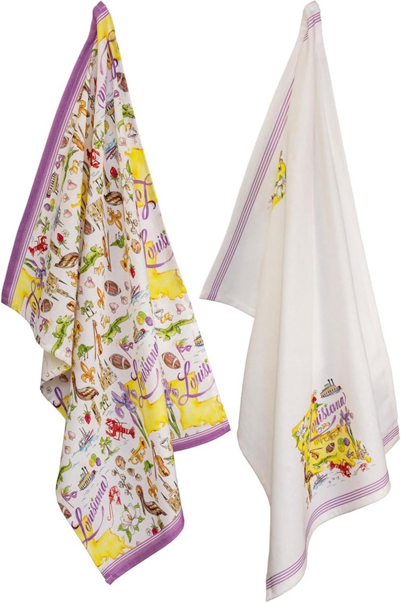 Set van 2 Zachte en Absorberende Katoenen Theedoeken 71x45 cm
