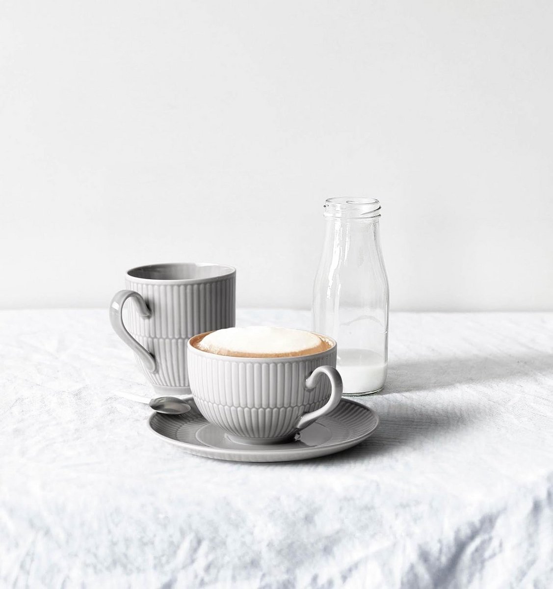 Set van 6 Cappuccinokopjes Rosé – 350 ml Porselein met Reliëfpatroon
