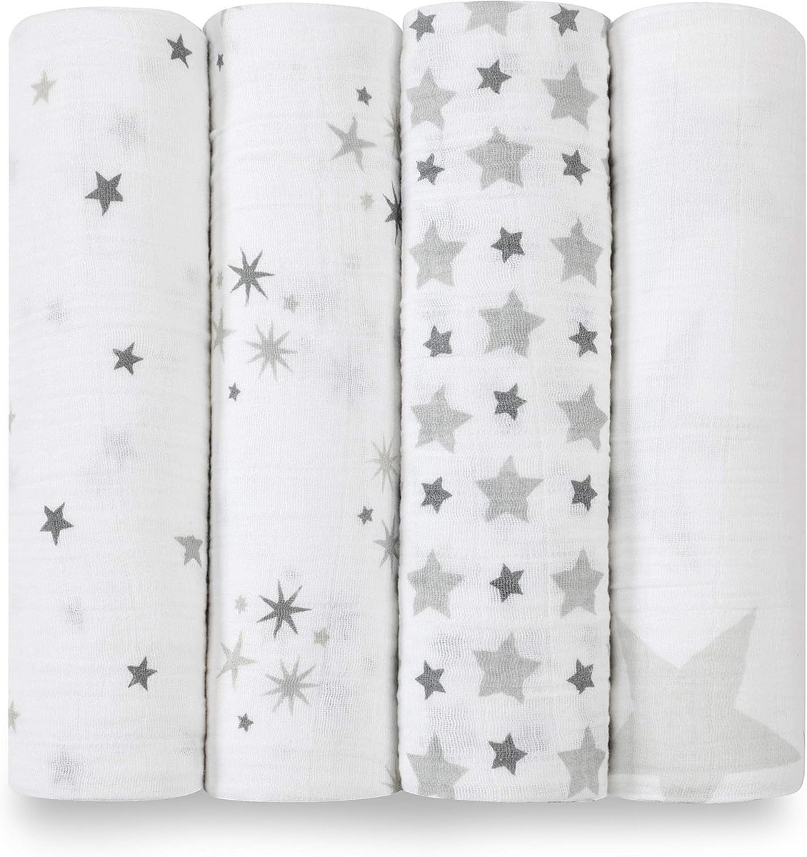 4-Pack Dunne Hydrofiele Luiers Sterrenpatroon | Grote Ademende Baby Deken Katoen | Swaddle voor Jongens en Meisjes