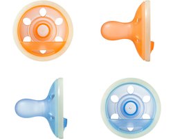 Tommee Tippee Nacht borstachtige fopspeen - 4 - 6-18 maanden - op huid lijkende textuur - BPA-vrij - 4 stuks