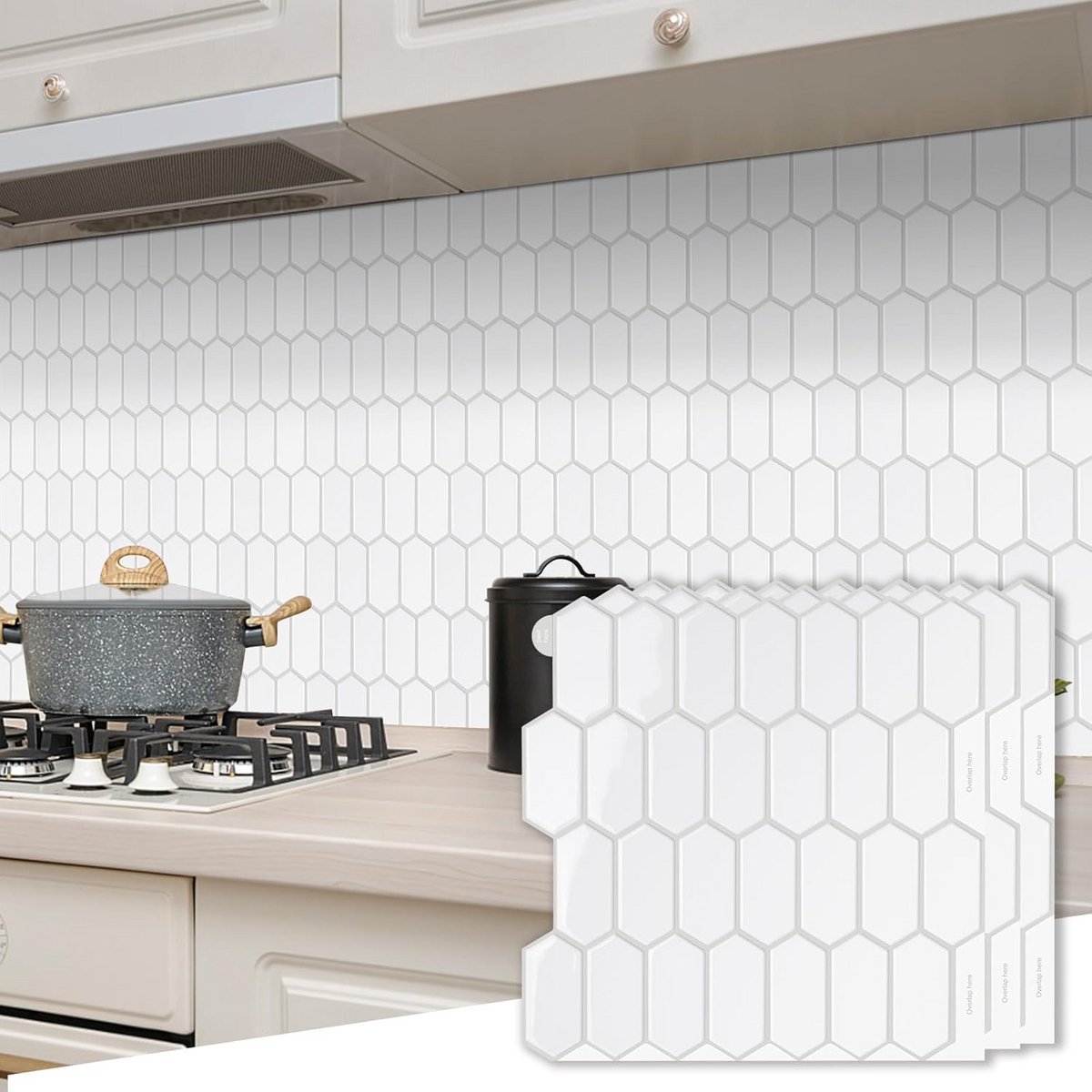 3D Zelfklevende Wandtegels Zeshoekig - 10 Vellen Plak Tegels voor Keuken en Badkamer Backsplash